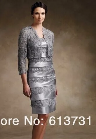 

custom-made vestido de madrinha 2016 new gorgeous sexy free shipping Mother of the Bride lace Dresses with jacket knee length