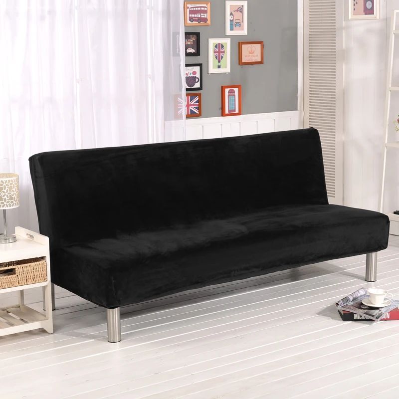 Lelen плюшевый плотный тканевый складной чехол для дивана, кровати, раскладной чехол для сиденья, толстые обложки, скамейка, диване, протектор, эластичный чехол - Цвет: Black