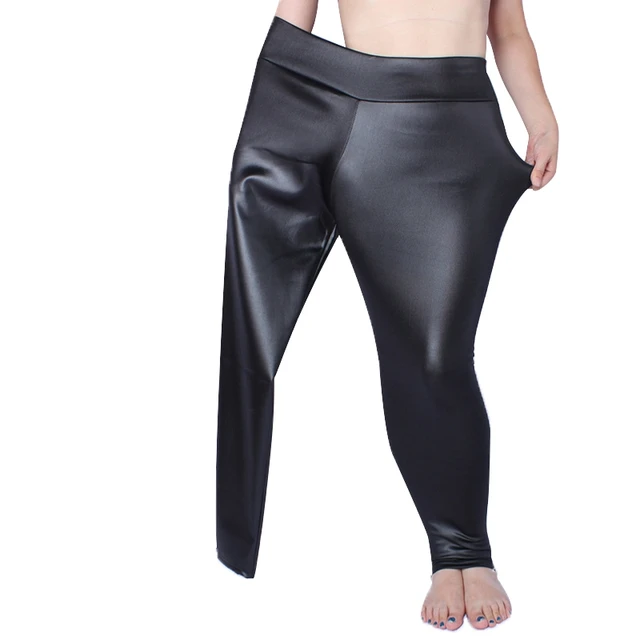 1piece Female Faux Lether Casual Comfortable Pants High Waist Elastic Women's Leggings Girls Soft Slim Leggings Solid Color 1