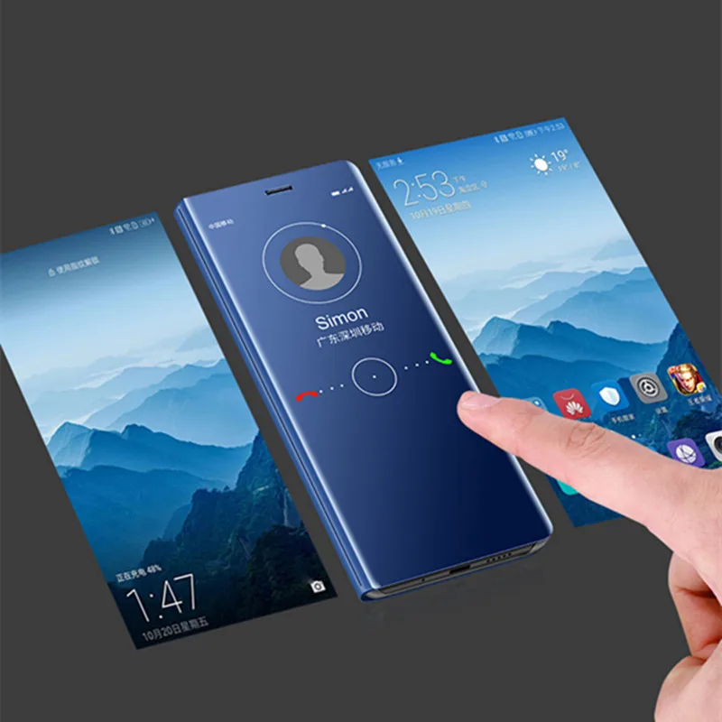 Умный зеркальный Чехол кобура с откидной крышкой и подставкой для Samsung J2 J3 J4 J5 J6 J7