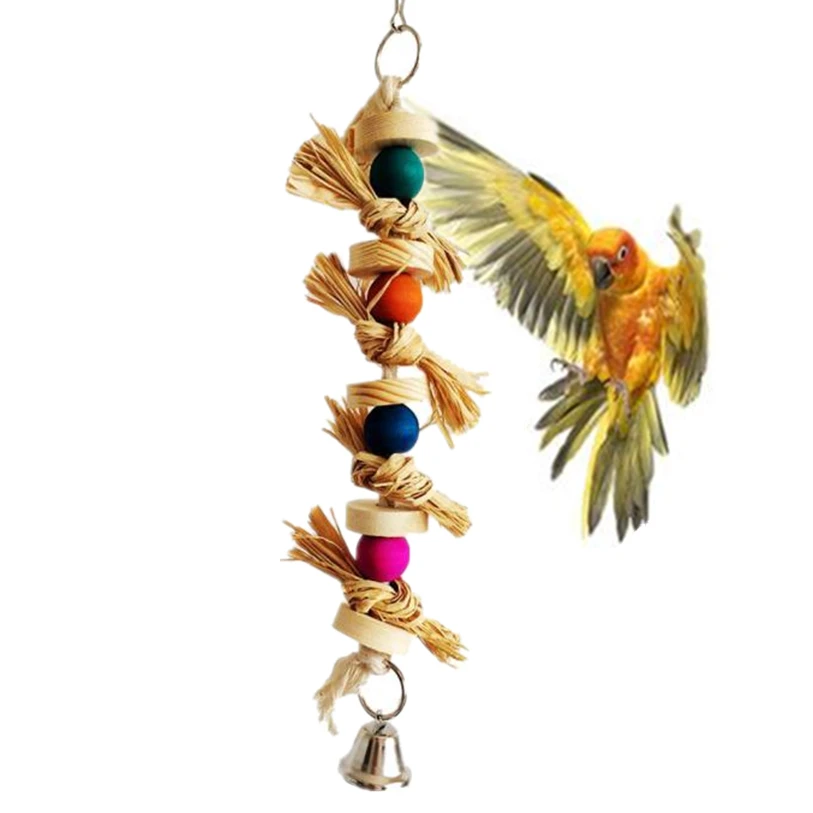 

Bird Toys Parrot Swing Ball Toys Cage Hanging Cockatiel Parakeet Pet Bird Bites Plant Fiber Climb Chew Toys Wholesale 40DC27