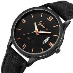 2018 Топ бренд Мужские часы Роскошные деловые наручные часы из искусственной кожи мужские подарок кварцевые наручные часы Скидка Relogio Masculino # C