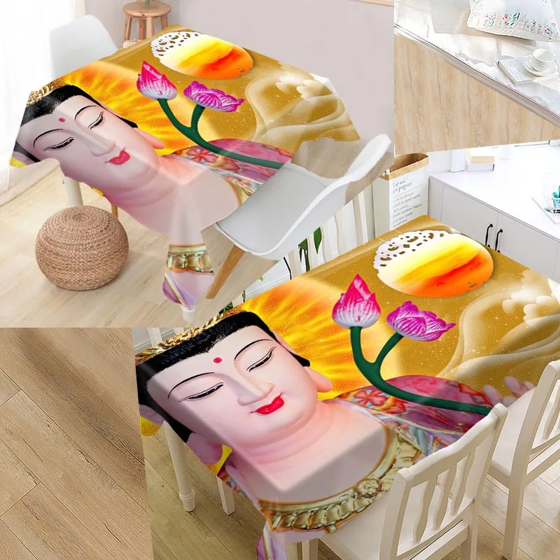 Пользовательские Будда дзен скатерти Оксфорд печати прямоугольный водонепроницаемый маслонепроницаемый стол крышка квадратная Свадебная скатерть