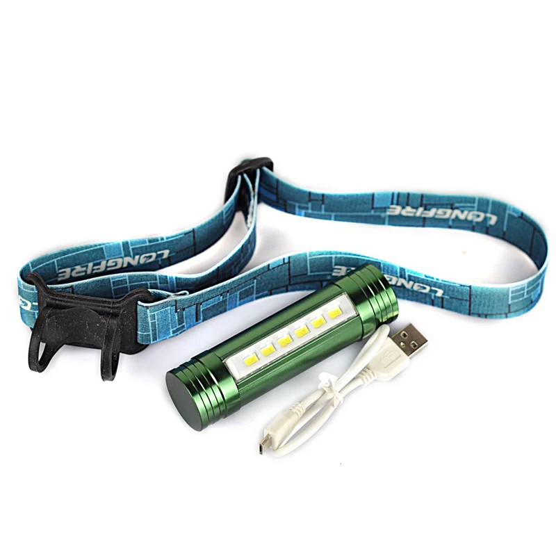 2-IN-1 350Lumen LED Headlamp Lantern Adjustable Durable USB Rechargeable Head Torch Bike Bicycle Light For Camping + Battery