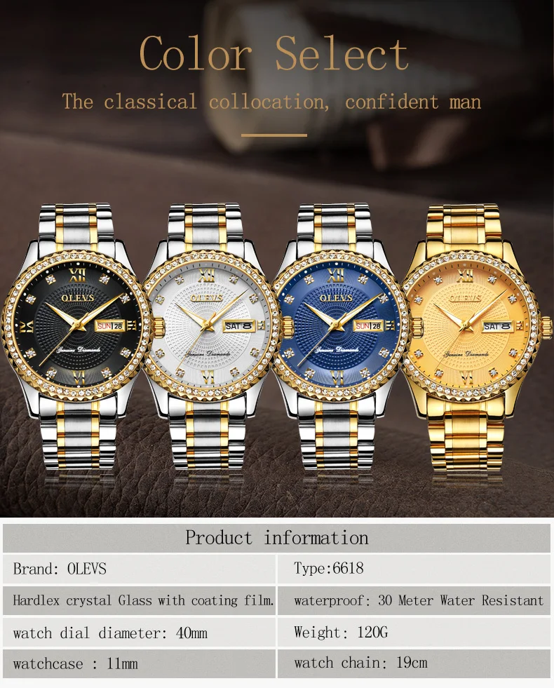 Оригинальные OLEVS мужские золотые часы Роскошные Кварцевые часы с бриллиантами автоматический календарь дисплей мужские полностью Стальные наручные часы relogio masculino