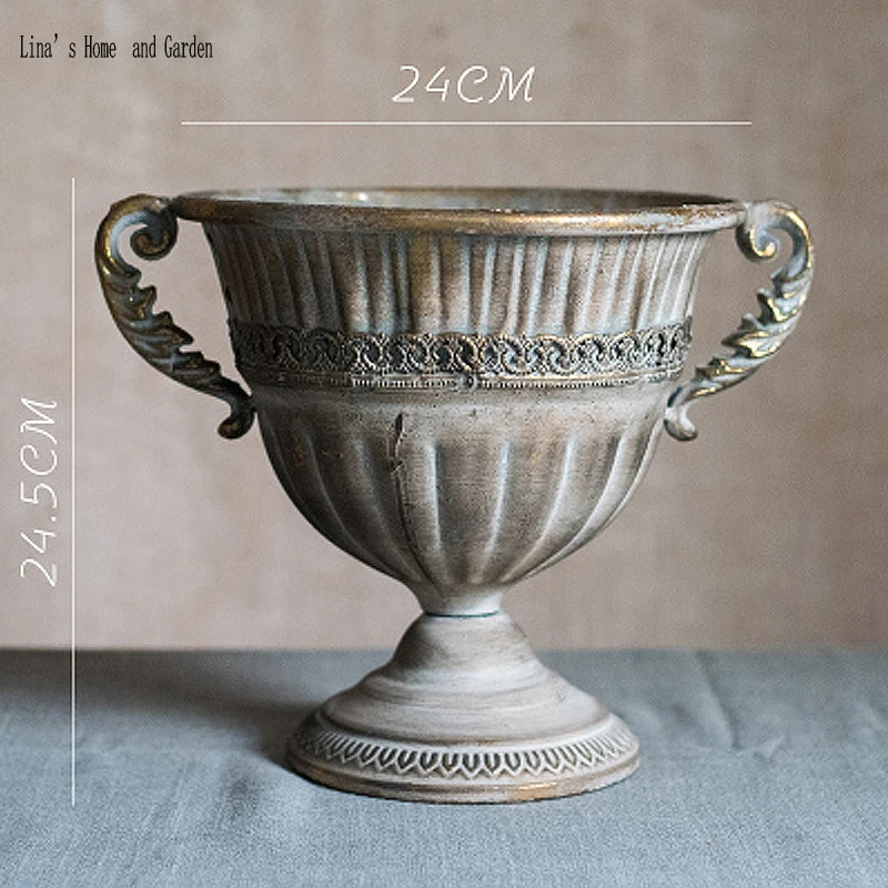 urn design beautiful distressed finish handcrafted antique retro metal small pedestal vases