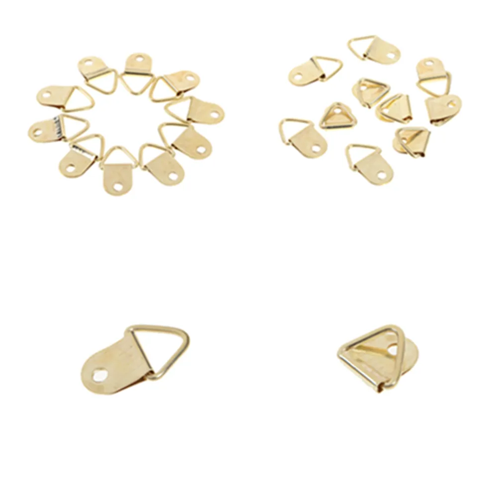 10 Pcs Golden Strong Screws Helper Picture Frames Decor Universal Triangle Hanging D Rings Hooks 9*20mm |