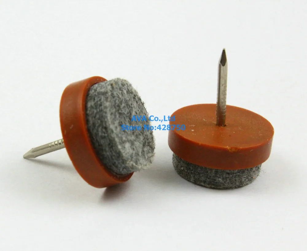 40 Pieces 18mm Brown Chair Felt Glide Nail Soft Bottom Furniture Feet