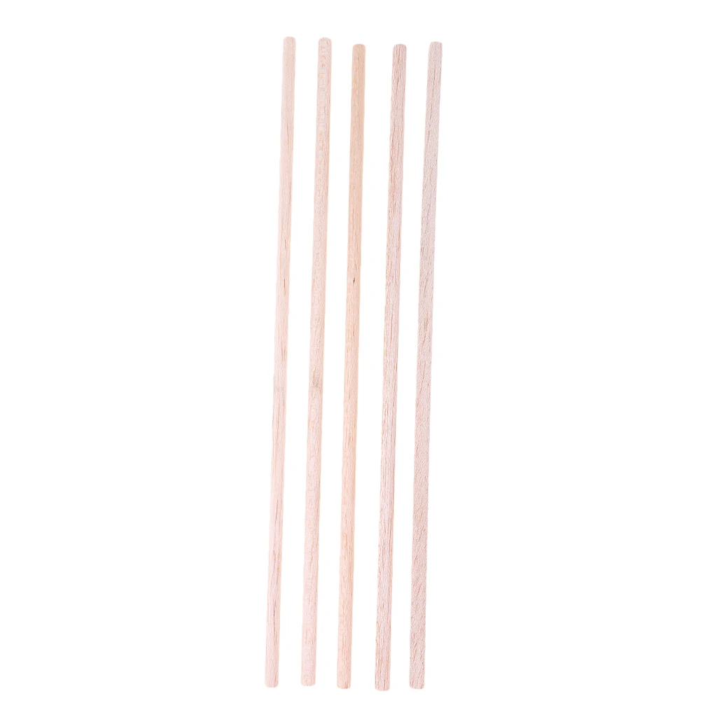 MagiDeal 5Pcs 6*250mm Craft Sticks Round Rod Balsa Wood Bar Hobby Model DIY Craft Acc for Architecture Model Toys Carving