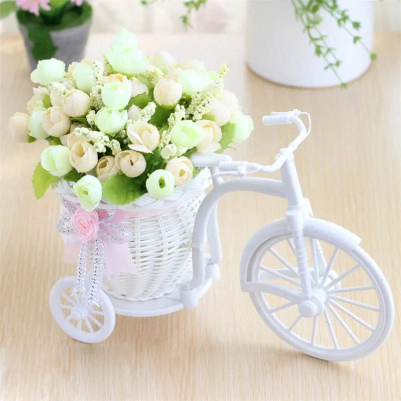 Искусственные цветы Шелковые Розы пластиковые велосипедные настольные декоративные розы бонсай растения искусственные цветы для свадьбы декоративные цветы - Цвет: 3