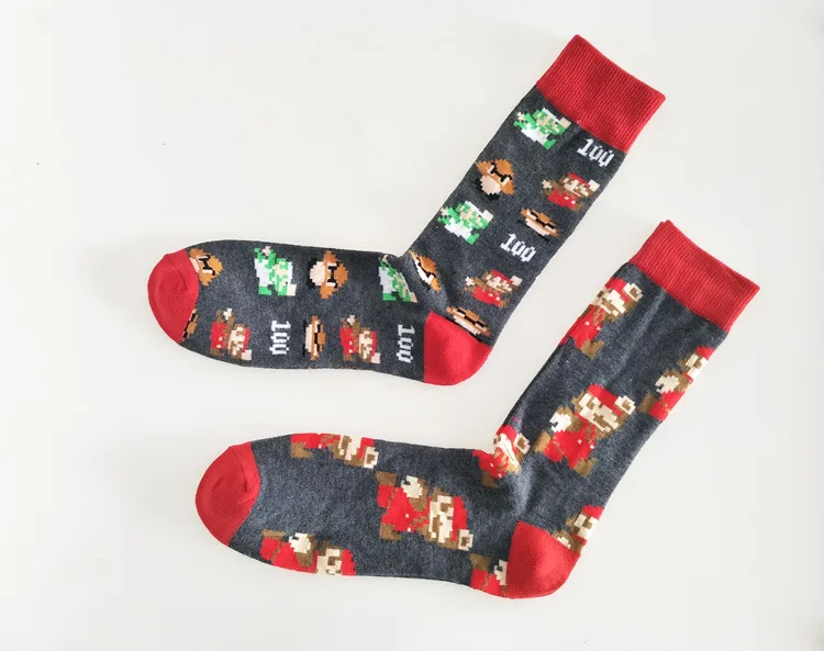 Носки с принтом игры «Super Mario Bros»; милые забавные мужские хлопковые носки с изображением гриба Луиджи Гумбы; Спортивные Повседневные Дышащие впитывающие пот носки