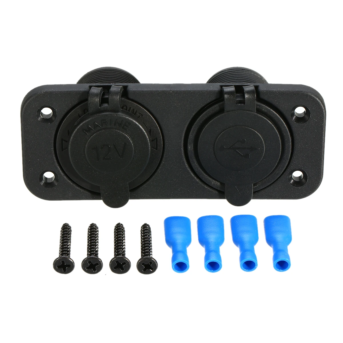 Mayitr 1pc Waterproof Dual USB Charger 5V 2.1/1A & Power Socket Panel Mount 12V Outlet Motorcycle Cigarette Lighter