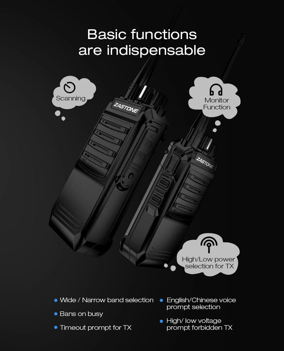 Zastone T3000 6W UHF 400-520mhz Walkie Talkie профессиональная CB радиостанция портативная охотничья радиостанция