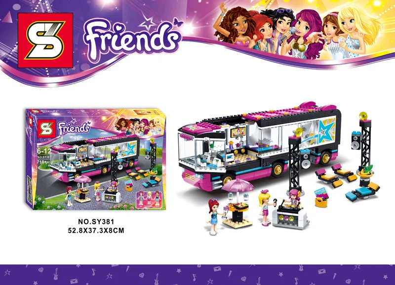

New Friends Pop Star Tour Bus Action Figure Model Building Blocks Girls Minifigures Bricks Set Toys Compatible with Legoe