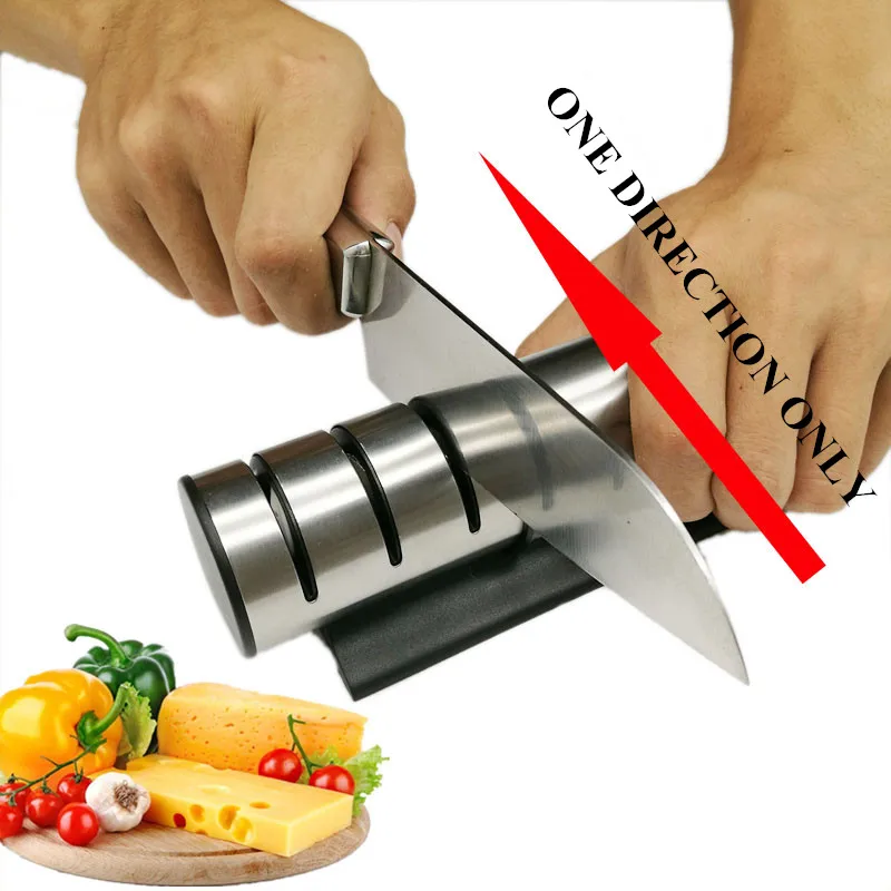 

MDSPLPIY Knife Sharpener 3 Stages Professional Kitchen Sharpening Chef Knives Damascus Tungsten Steel and Ceramic Kitchen Knives