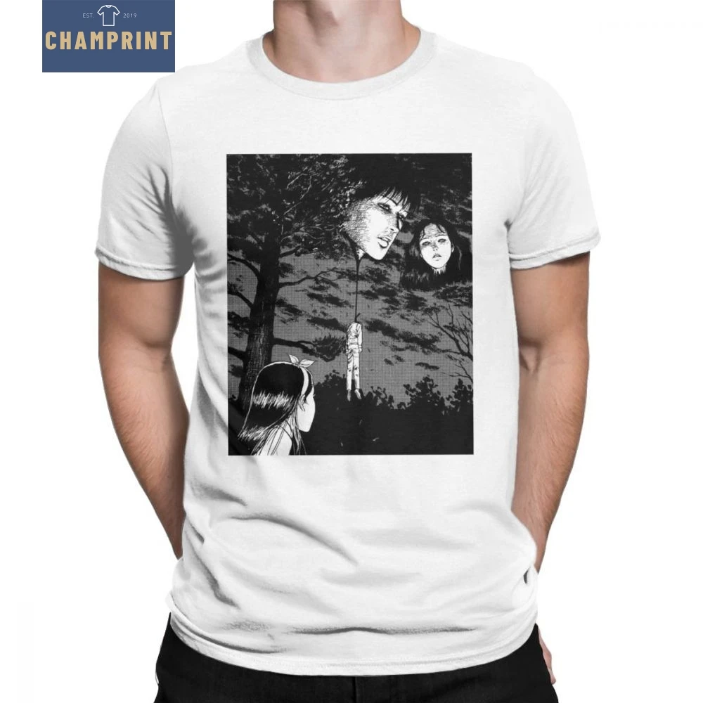 

Man's Junji Ito Anime Creepy Manga Japan Horror T-Shirt Vintage Short Sleeved Clothes Pure Cotton Tees Printed T Shirts