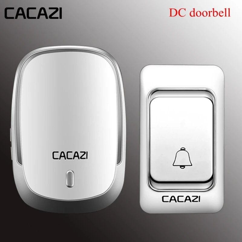 CACAZI Wireless Doorbell DC battery door bell Control Button 200M Remote LED Light Home cordless call bell 4 volume 36 chime