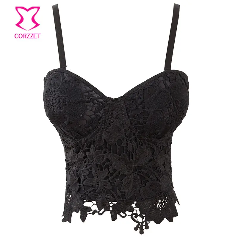 

Hot Black Cotton & Floral Lace Bra Sexy Plus Size Brassiere Push Up Bustier Crop Top Bralette Strappy Bralet Bras For Women 3XL