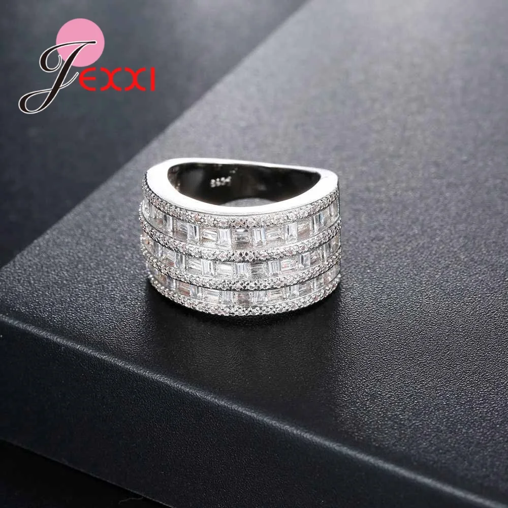 Крутые кольца с широкими кругами, 925 пробы, серебро, AAA, австрийский кристалл, фианит, Женские Ювелирные изделия для свадьбы, предложение
