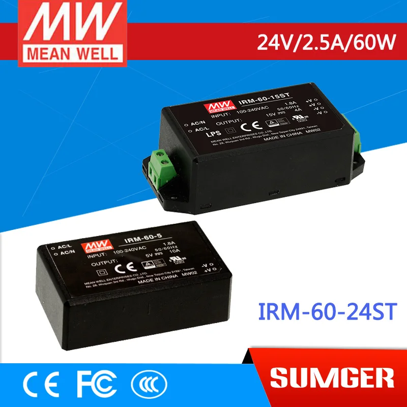 

Worthwhile Free shipping MEAN WELL IRM-60-24ST 2Pcs 24V 2.5A meanwell IRM-60 24V 60W Screw terminal style