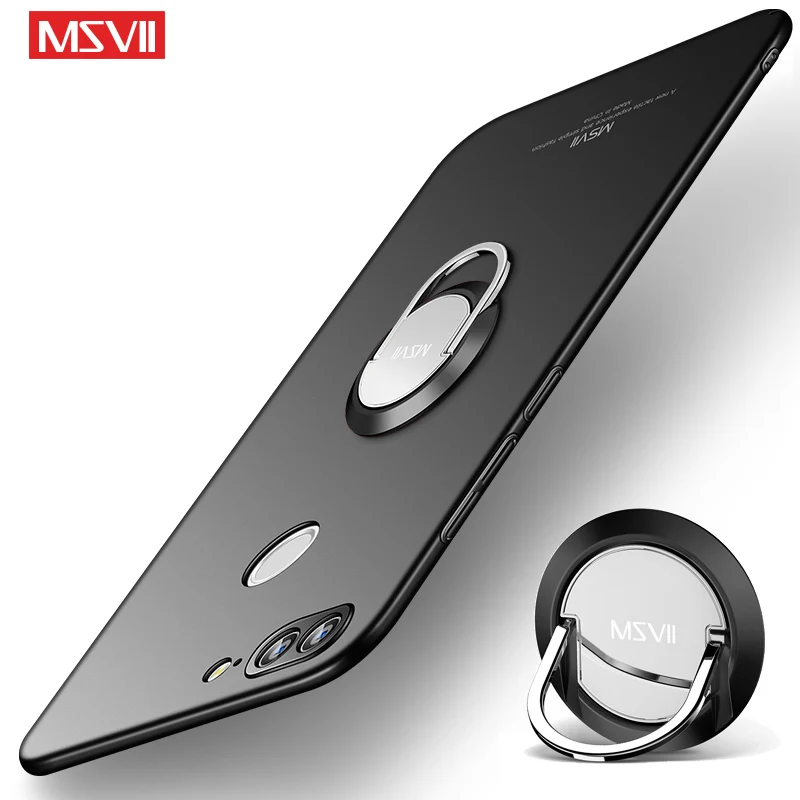Чехол для Huawei Honor 9 Lite тонкий матовый чехол Msvii с кольцом на палец магнитным