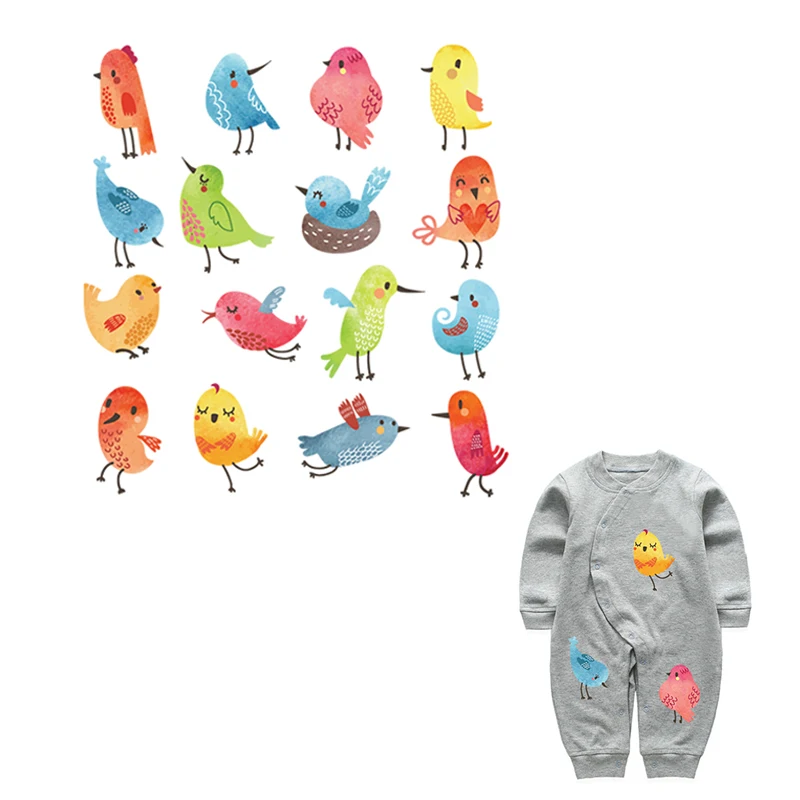 

Cartoon Little Bird Ironing On Patches Sticker Heat Transfers Press Stickers for Families Patch DIY Appliques for Parent childs