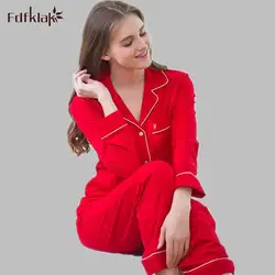 Осень Новое поступление высокое качество Для женщин Пижамы для девочек пижама с длинными рукавами комплект Двойка дышащая пижамы 5 цветов