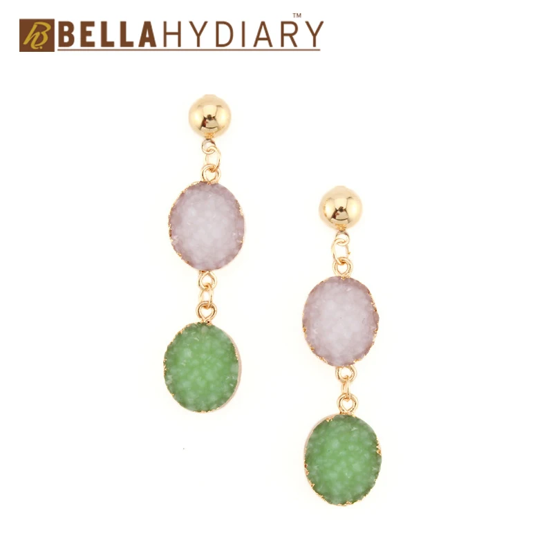 

Bijoux Korean Druzy Resin Earrings Long Drop Earrings For Women Jewelry Statement Gifts For Women Accessories Mujer Moda 2019