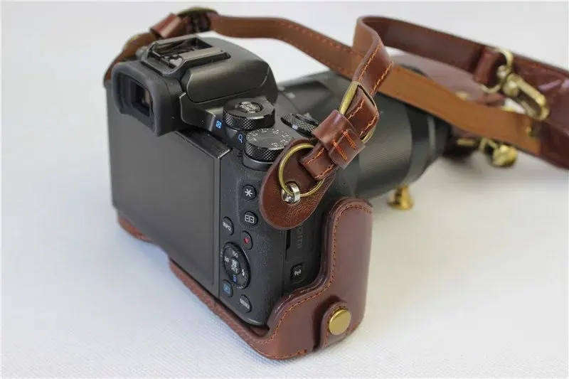 Роскошный чехол для камеры из искусственной кожи для Canon EOS M5 EOSM5 55-200 мм 18-150 мм объектив с ремешком+ мини-чехол+ открытая батарея