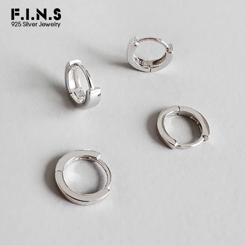 F.I.N.S серьги-кольца из стерлингового серебра S925 пробы с геометрическими пряжками, простые маленькие круглые серебряные серьги 925 пробы, женские минималистичные ювелирные изделия