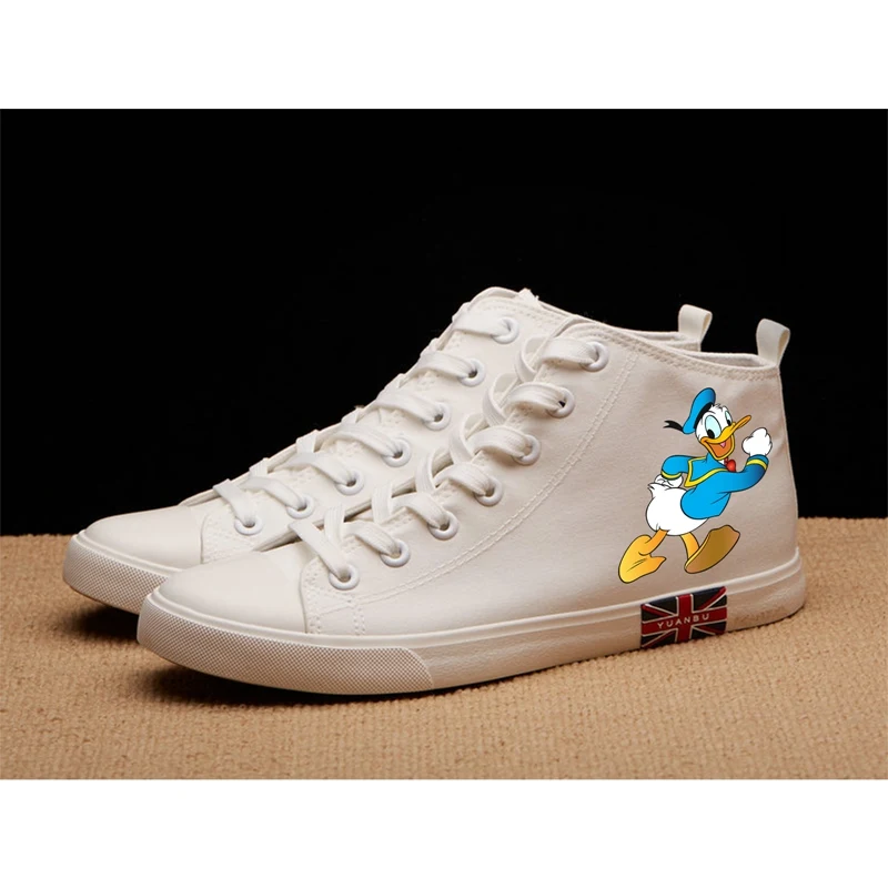 

Funny Donald Duck Daisy Duck Cartoon pattern Cartoon High Heel Canvas Uppers Sneakers College Personalise Fashion Casual Shoes
