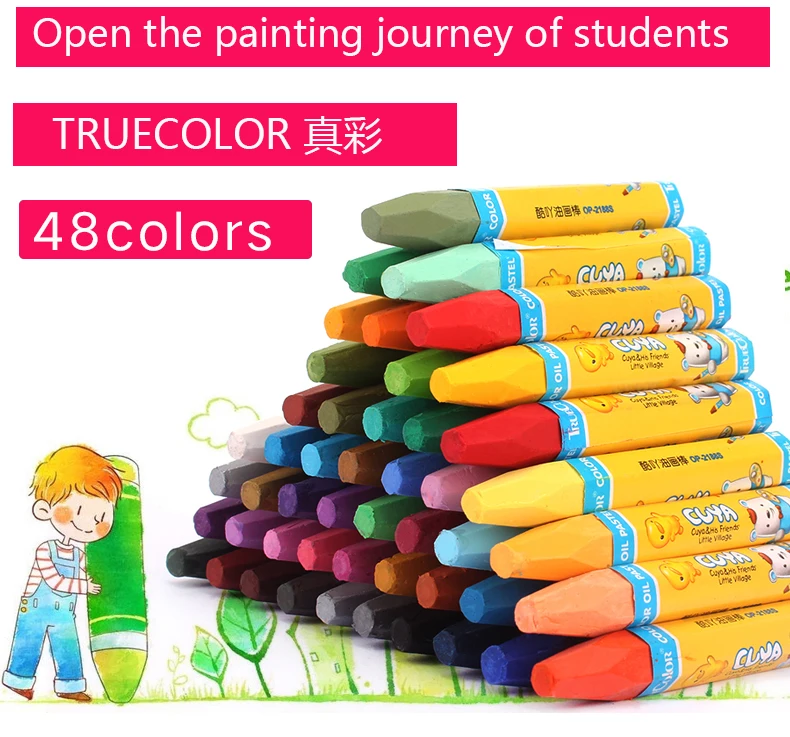 Pintura a Óleo Criança de Segurança Cor da Pintura do Pastel Truecolor Cores Estudante Vara Não-tóxico Pincel 48 2 Cheap oil painting sticks