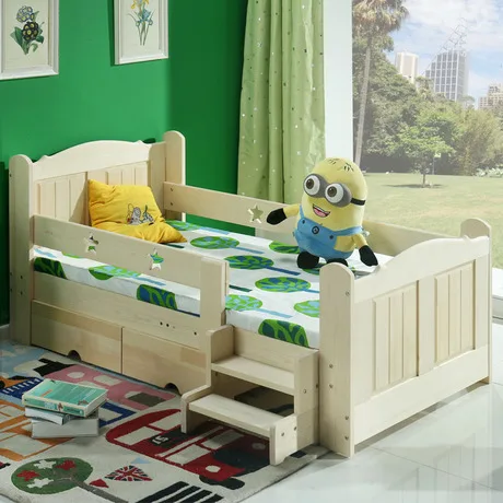

Children Bed kids Furniture Nap bed solid wood kids bed with guardrail ladder lit enfant baby nest moveis multi size