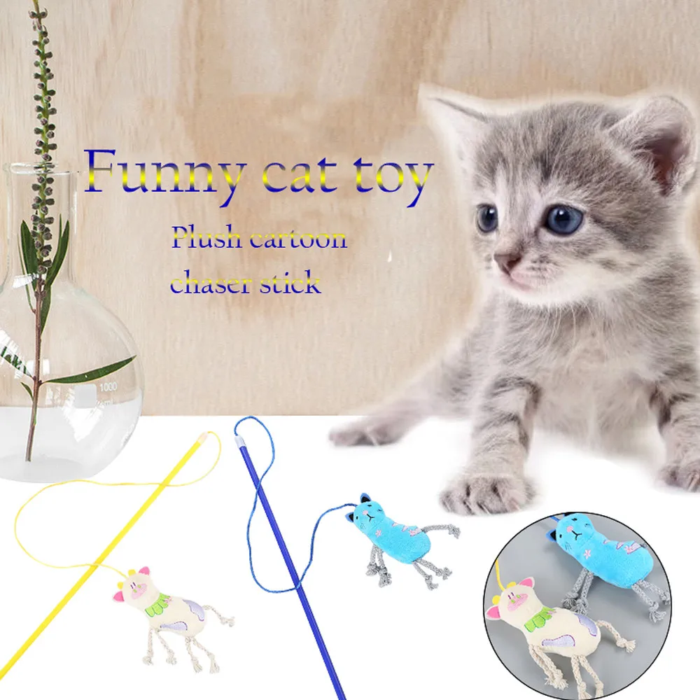 

Kitten Cat Toy Chaser Stick Cute Cartoon Shape Interactive Play Fun Pet Toys For Cat Kitten dog cats intelligence Trainning