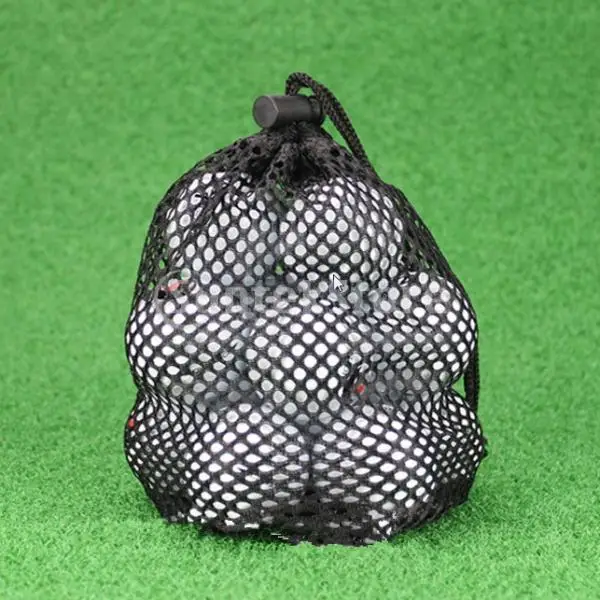 Mesh Net Golf Ball Pouch / Golf Ball Collector, Tennis Balls Storage Bag Black