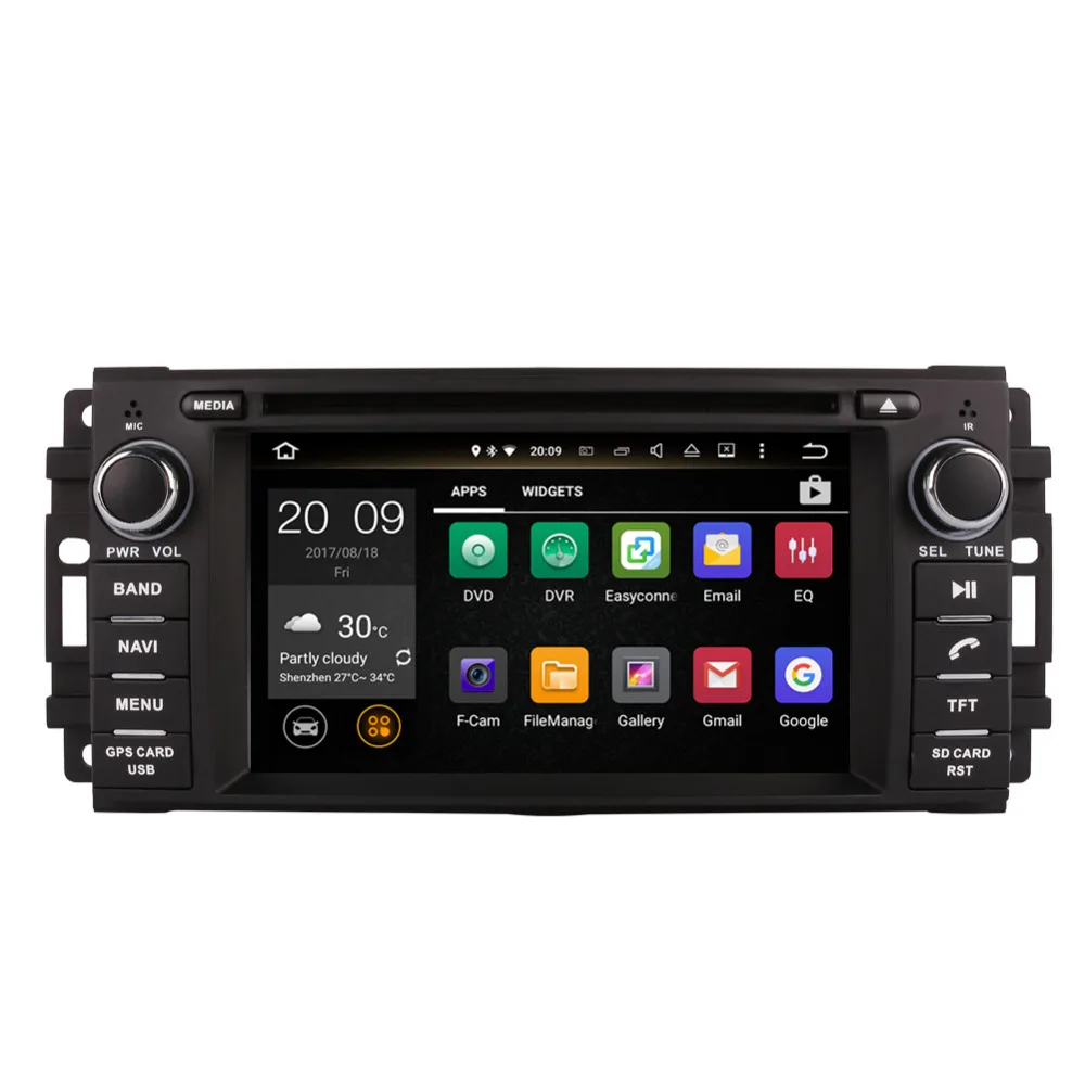 Excellent Android 8.0 Octa Core 4GB RAM Car DVD CD Player For Jeep Wrangler Commander Dodge Chrysler Radio Stereo GPS Navigation SWC Wifi 4