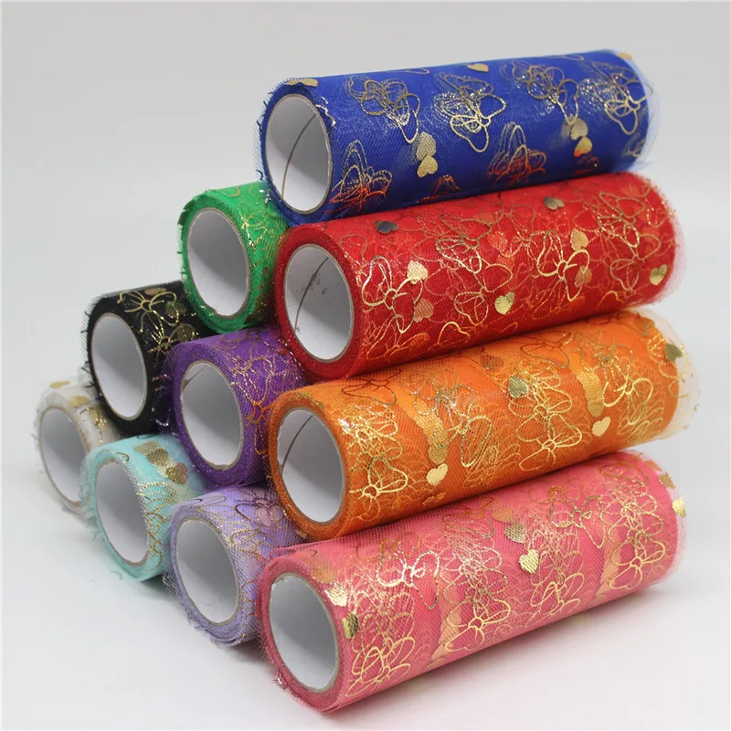 Блестящая органза в виде банта и сердца 10 ярдов 15 см|roll roll|roll tullesupplies party |