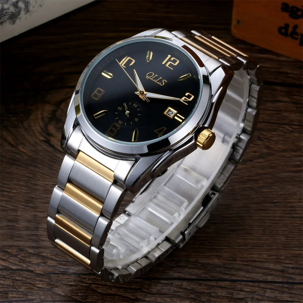 2017 QLLS Top Brand Skeleton Mechanical Watch Automatic Clock Men Classic Gold Steel Mechanical Wrist Watches Reloj Hombre