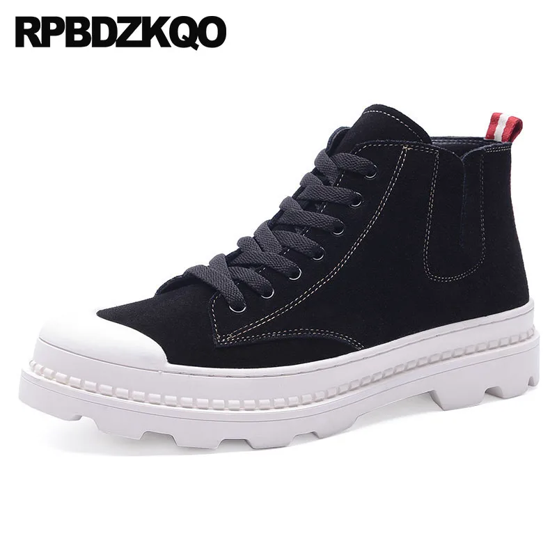 

High Sole Platform Sneakers Autumn Top Black 2018 Italian Footwear Boots Ankle Lace Up Shoes Trainer Men Thick Soled Booties