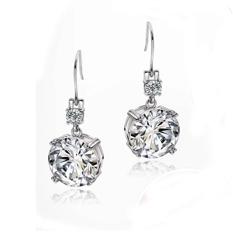 

MOONROCY Cubic Zirconia CZ Dangle Earrings Wedding Silver Color Crystal Earring for Women Girls Jewlery Wholesale Dropshipping