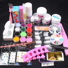 FT-137 Pro Acrylic Powder Liquid French nail sticker Brush Glue Nail art Tools kits at free shipping