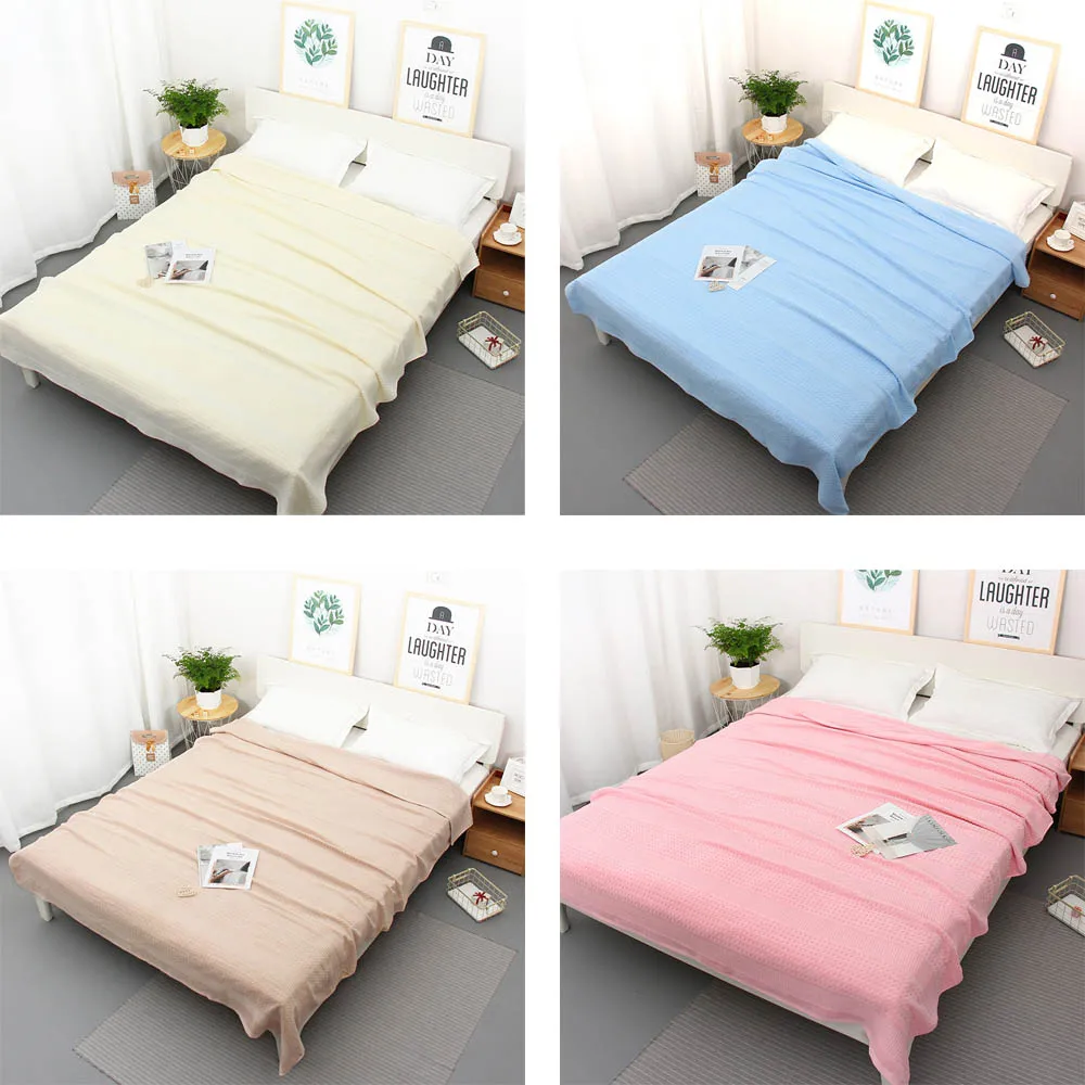 

Summer Cotton Blanket Solid Pink Blue Towel Quilt Bed Cover Bedspread for Queen King Bed Throw Blankets for School Sofa Home