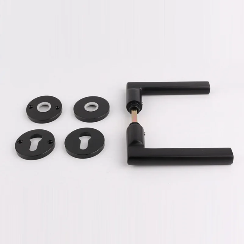  American Black Universal Simple Interior Room Office Bedroom Mute Door Lock Indoor Solid Wood Knob  - 4000015937732