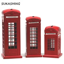 London Telephone Booth Red Die Cast Money Box Piggy Bank UK Souvenir Great Gifts for Kids