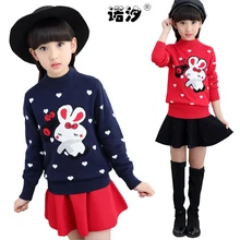 Girls winter sweaters baby wool Warm Pullovers children spring Knitted jacket 4-17T teenage winter velvet sweater girls pull