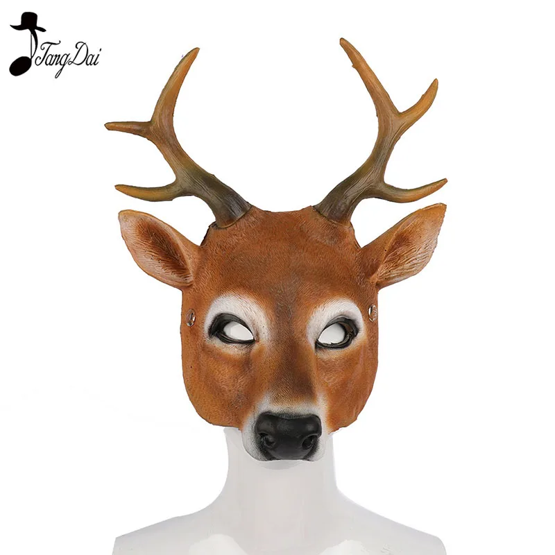 

Christmas Reindeer 3D Animal Realistic Halloween Party Pu Foam Latex Deer Head Mask halloween anime cosplay