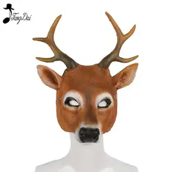 Рождественские олени 3D животных реалистичные Хэллоуин вечерние Pu пена, латекс голова оленя маска Аниме-косплей для Хэллоуина
