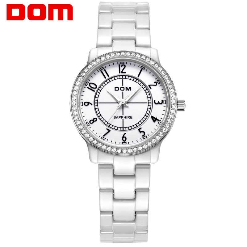 

women watch DOM luxury brand watches waterproof style quartz ceramic nurse watch reloj hombre marca de lujo T5587M2