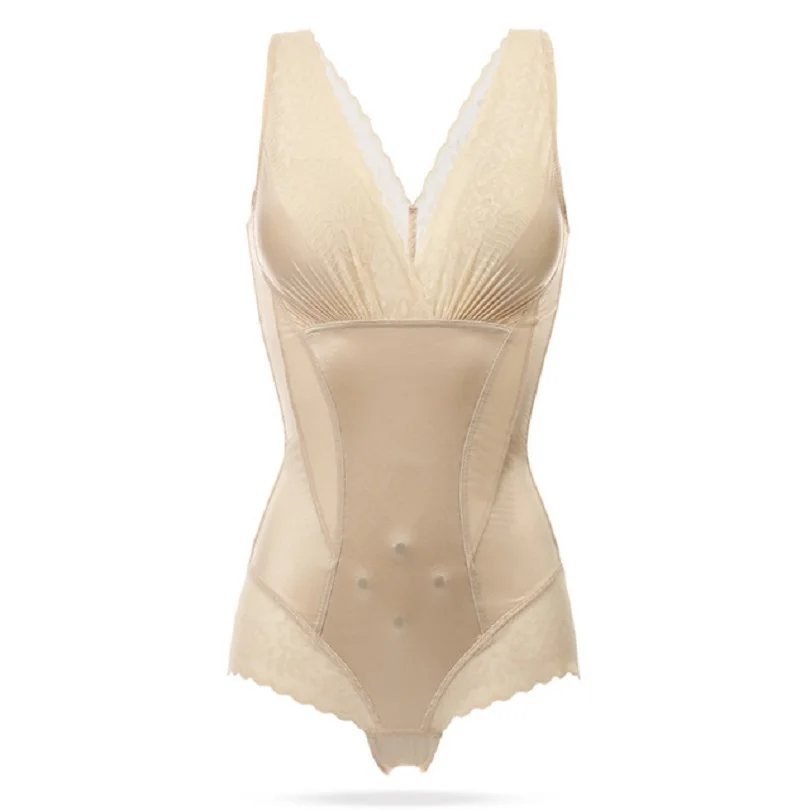 

Lightweight Thin Siamese Corsets Women Waist Slimming Breathable Lace Triangle Bodysuit Sweat Breast Push Up Body Shaping