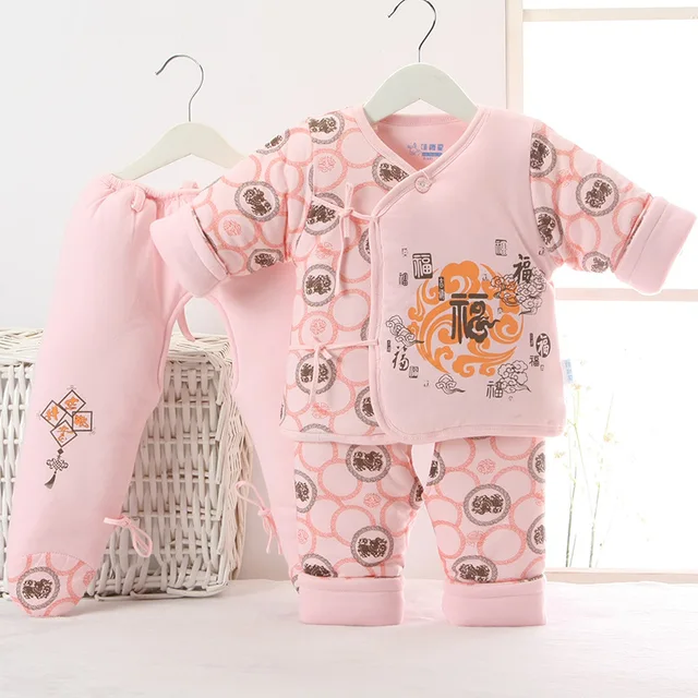 2018 Chinese style Newborn Baby Clothes Set 3PCS Cotton Baby Boys girls